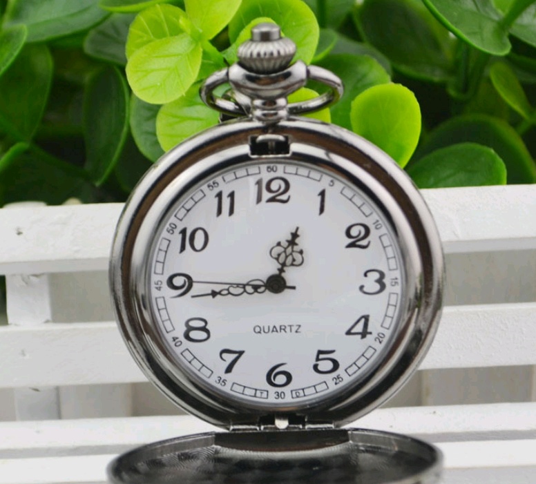 Tungsten steel polished black Continental fashion retro flip pocket watch men and women antique gift watch pocket watch - Image 3