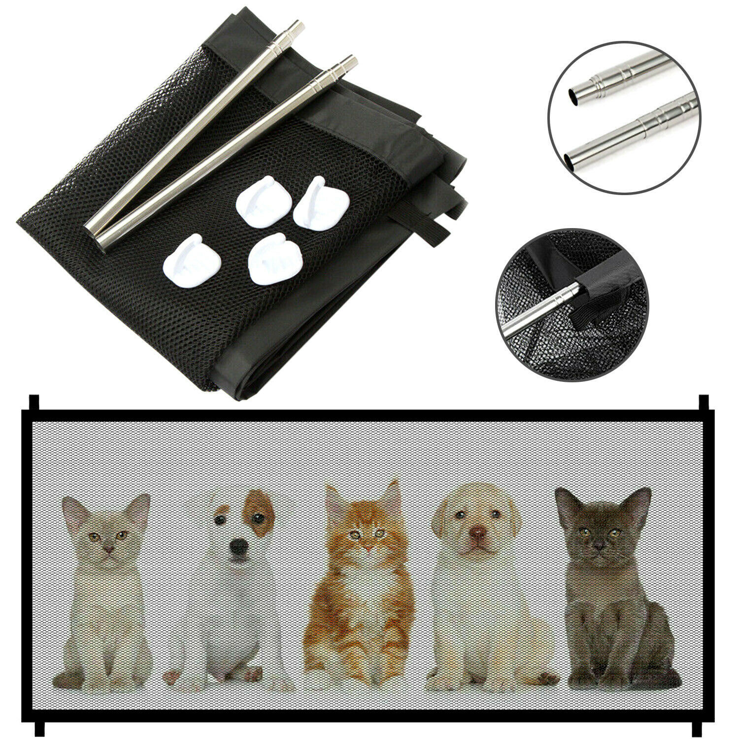 Pets Dog Cat Baby Safety Gate Mesh Fence Magic Portable Guard Net Stairs Doors - Image 9