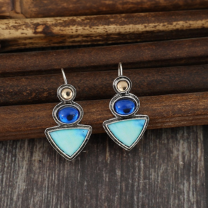 Retro Oval Inverted Triangle Inlaid Earrings
