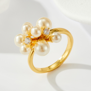 Elegant High-grade Pearl Flower Open Ring Female Finger