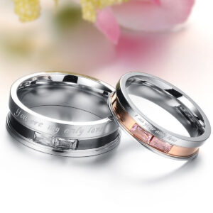 Titanium Steel Couple Diamond Fashion Ring